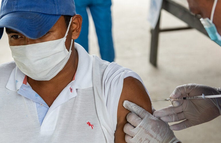 Max gets vaccinated against COVID-19