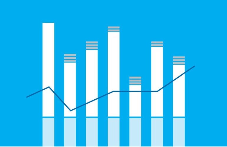 illustration that represents cigarretes of different heights crossed by an irregular line