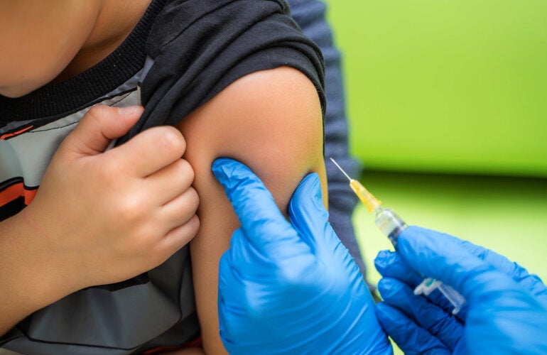 Boy being vaccinated