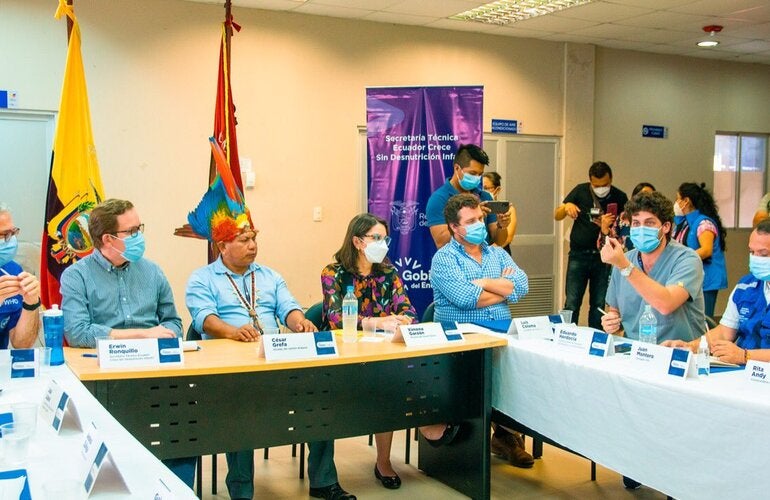 Autoridades nacionales, con el apoyo de OPS, afirman su colaboración en la lucha contra la desnutrición crónica infantil en el cantón Arajuno