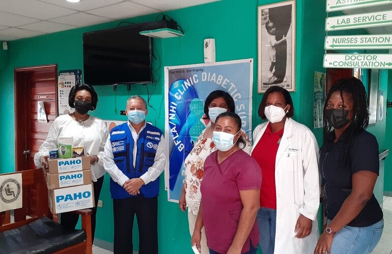 PAHO Belize through funding by the EU donate medical equipment for diabetes to the Belize Family Life Association