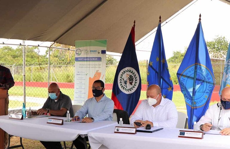 Head Table of the EU visibility event in Belize for the Smart Hospital Project funded by the EU