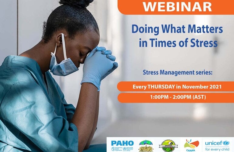 Webinar flyer on stress management