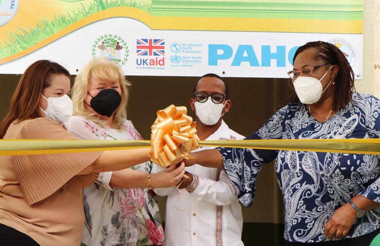 Ribbon cutting of the newly retrofitted San Ignacio Community Hospital