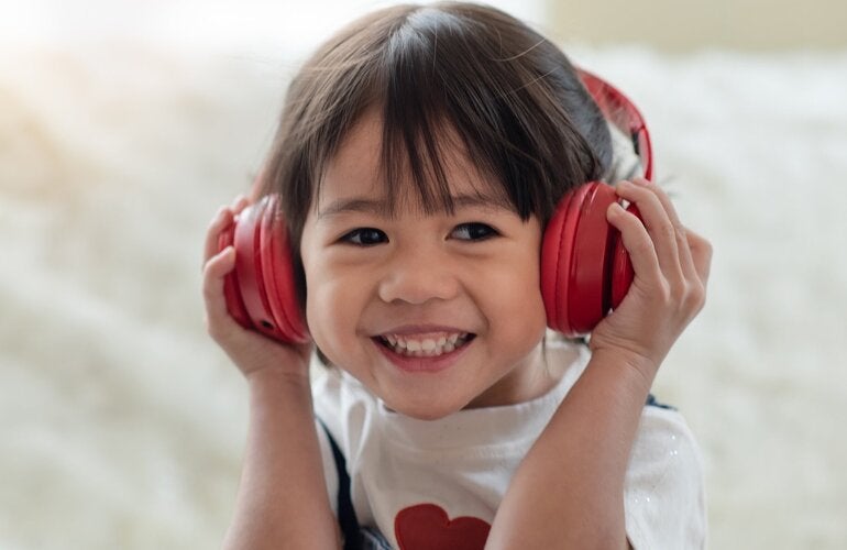 Child with headphones