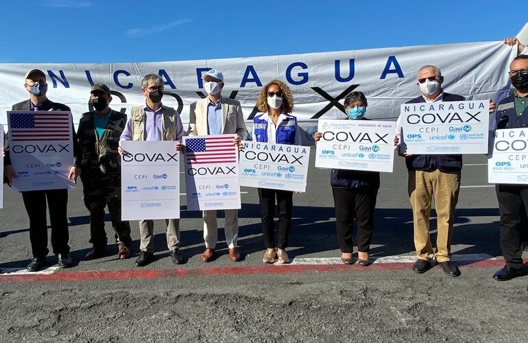 Nicaragua recibe 657,540 dosis de vacunas Pfizer, donadas por Estados Unidos por medio del mecanismo COVAX