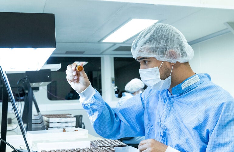 Man in vaccine production site