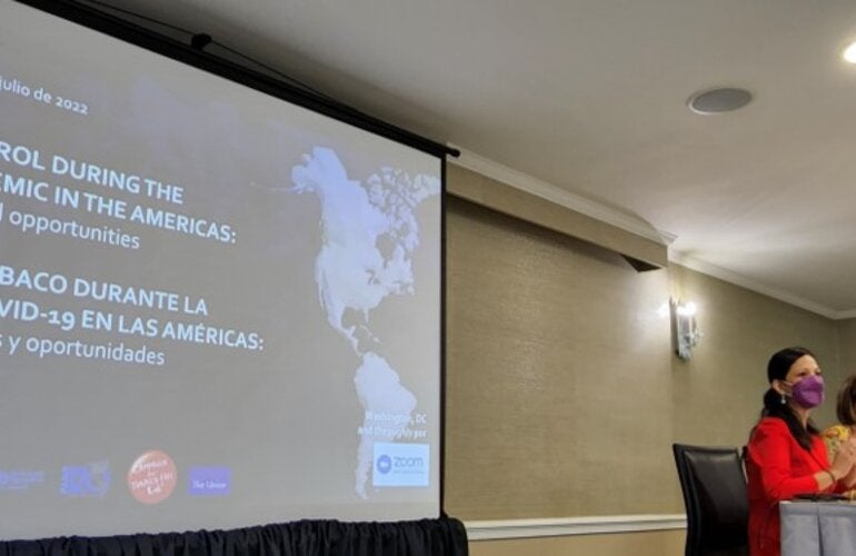 Image of the two chair on the meeting on Tobacco control during the COVID-19 pandemic in the Americas