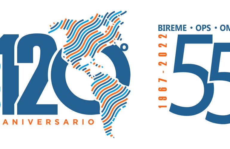 Logo BIREME 55 años - OPS 120 años