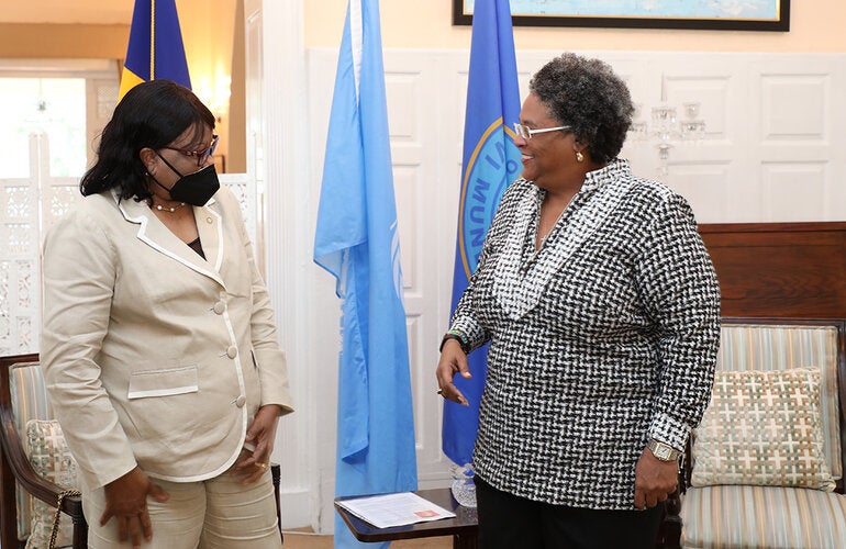 PAHO Director meeting with Prime Minister of Barbados