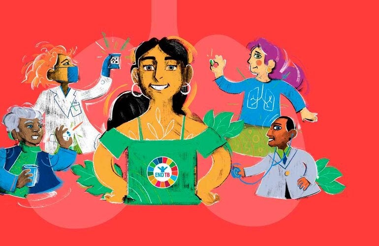 Woman, health worker, lungs