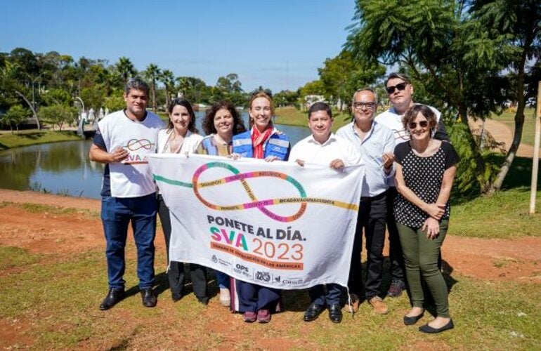 Foto de autoridades de Brasil, Argentina y de OPS