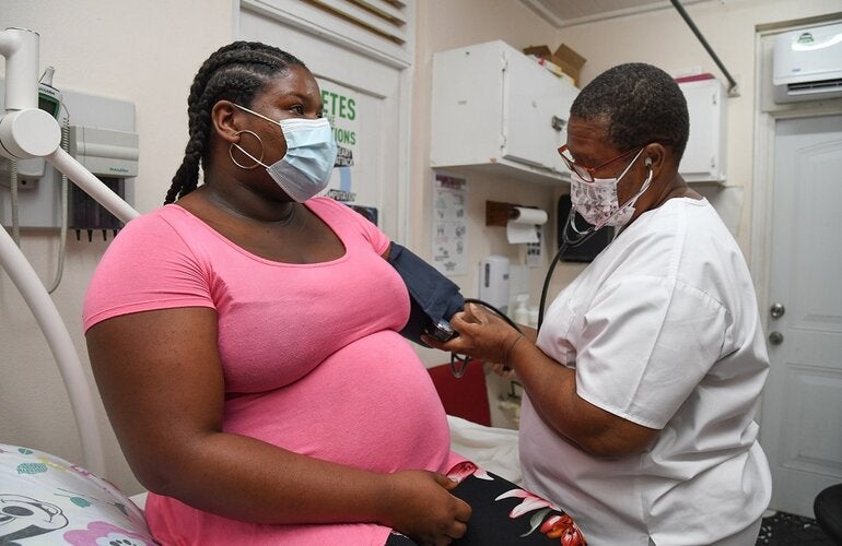 Mother-to-be and nurse