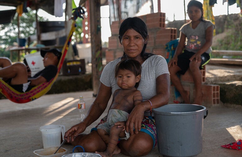 Indigenous woman with child