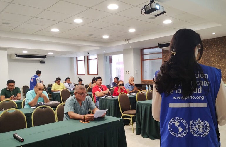 Participantes durante exposición de OPS