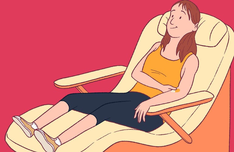 Woman donating blood