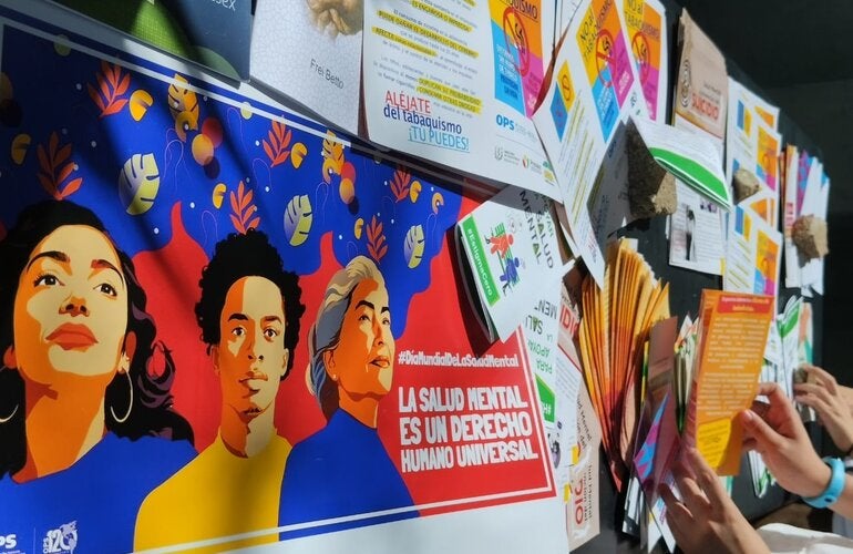 Materiales informativos utilizados en actividad por el Día Mundial de la Salud