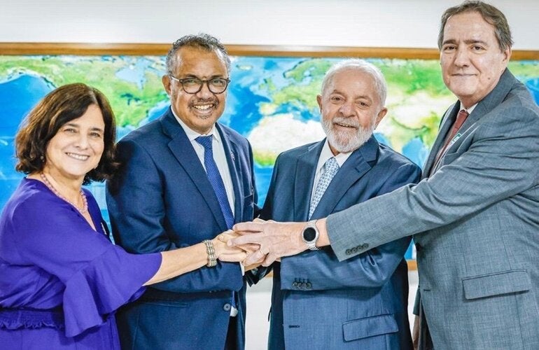 Directores de la OPS y la OMS se reúnen con el Presidente Lula da Silva y otras autoridades brasilenas