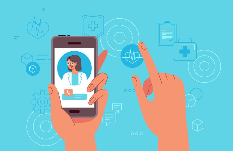 ilustración manos y celular