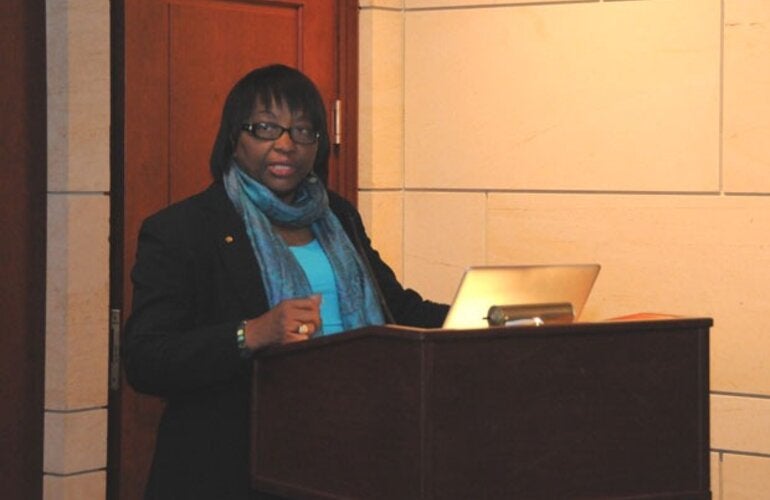 PAHO Director Carissa Etienne speaking on Capitol Hill