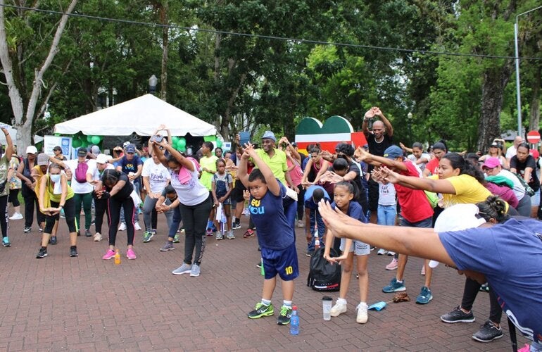 Warmup at the health fair prior to the walk