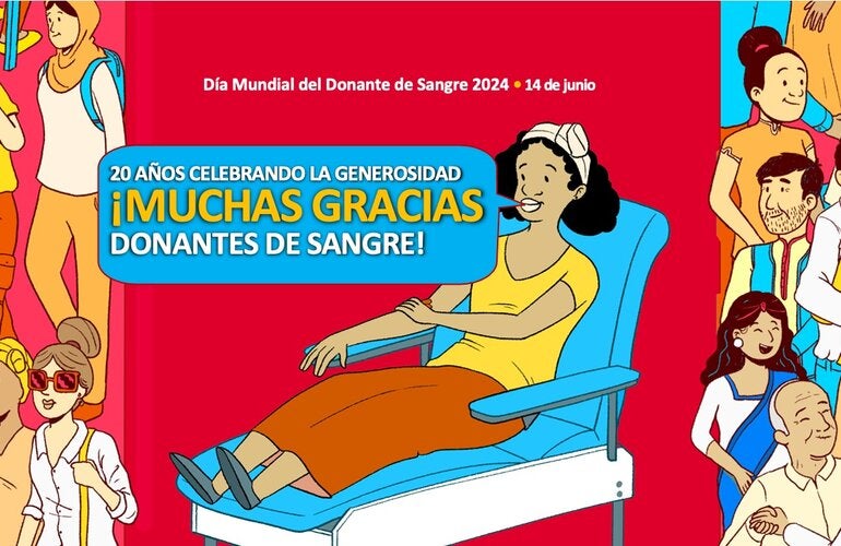 Ilustración de mujer donando sangre