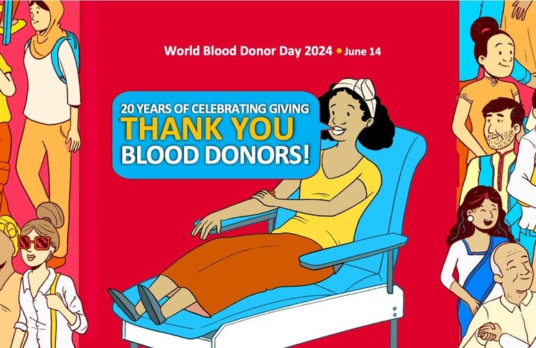 Illustration of woman donating blood