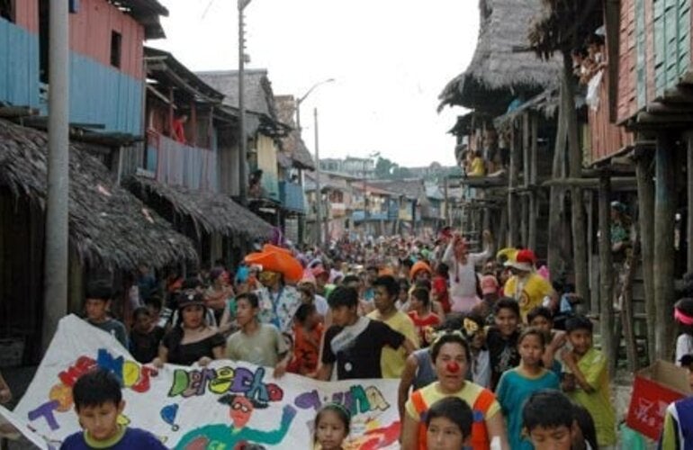 A parade in Belén, Peru