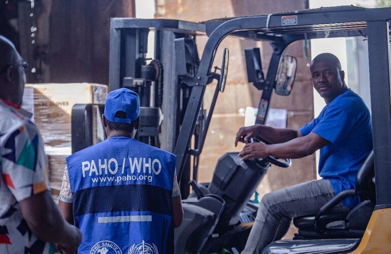 delivering supplies in haiti