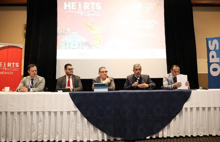 Autoridades de la OPS/OMS y del sector salud nacional inaugurando el taller nacional de la iniciativa HEARTS