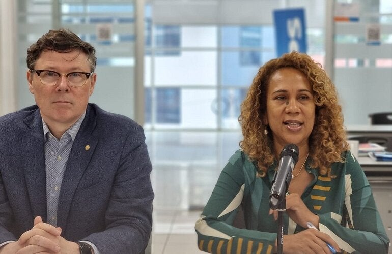 James Fitzgerald y Ana Emilia Solís se dirigen a la Mesa de Cooperantes en Salud de Honduras