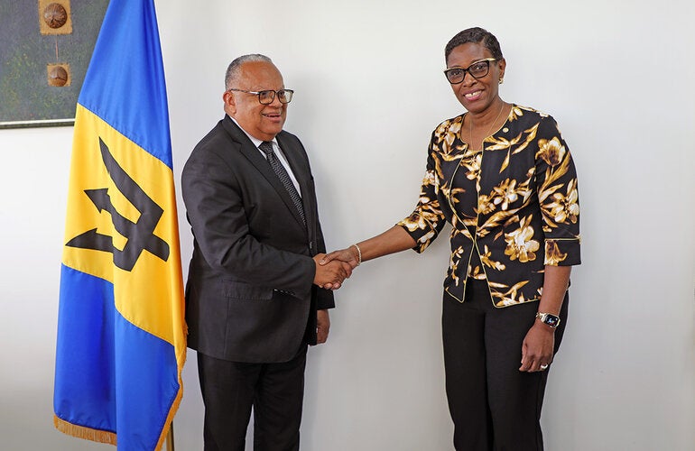 PAHO Assistant Director with Barbados Minister of Health