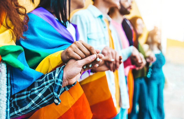 Group of lgbt people holding hands