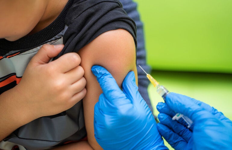 Child receives vaccine