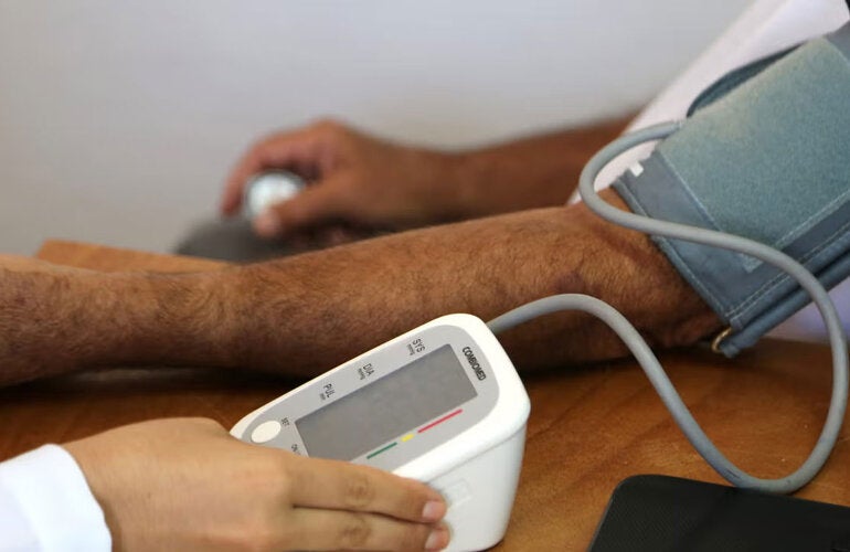 Patient checking blood pressure