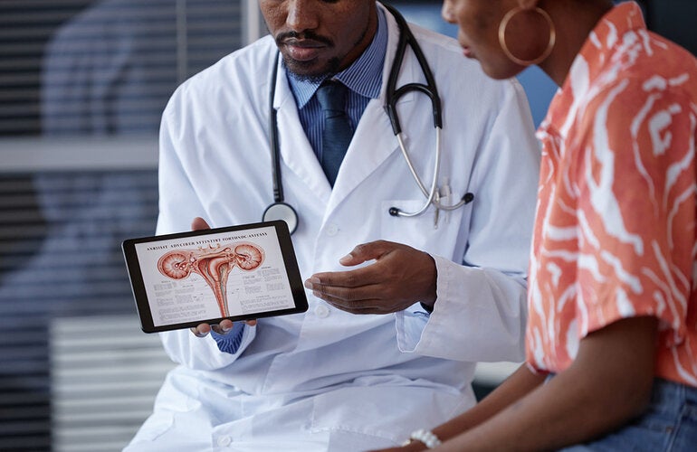 Female patient at doctor's office