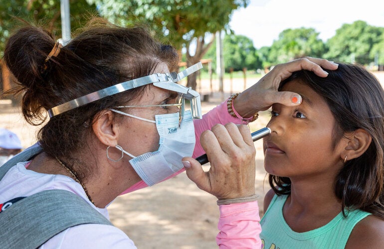 Examining young patient