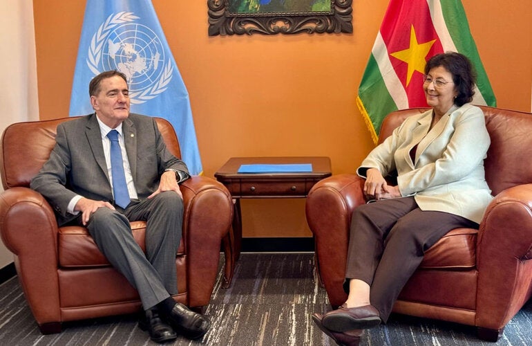 r. Jarbas Barbosa, Director of the Pan American Health Organization (PAHO), met with the newly elected President of Suriname, Dr. Jennifer Simons, to discuss the country's health priorities and the steps needed to enhance the nation's health system
