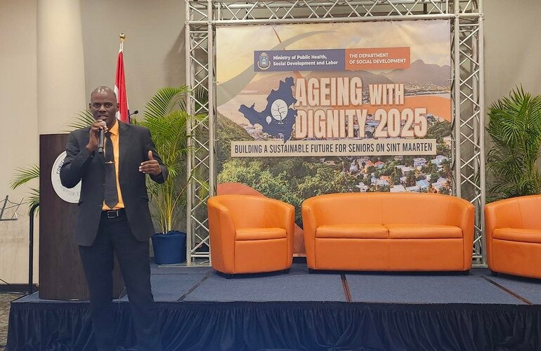 The Honourable Mr. Richenel Brug,  Minister of Health for Sint Maarten addresses participants