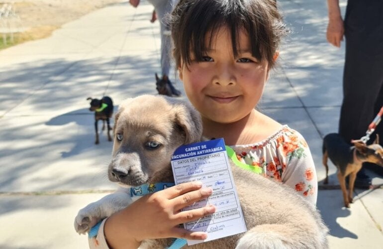 niça con perro en brazos, Bolivia
