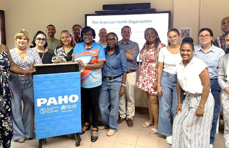 Facilitators with participants at the mhGAP training in Curacao