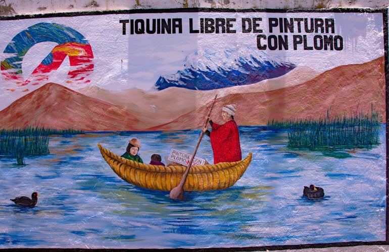 mural en escuela altilpano boliviano