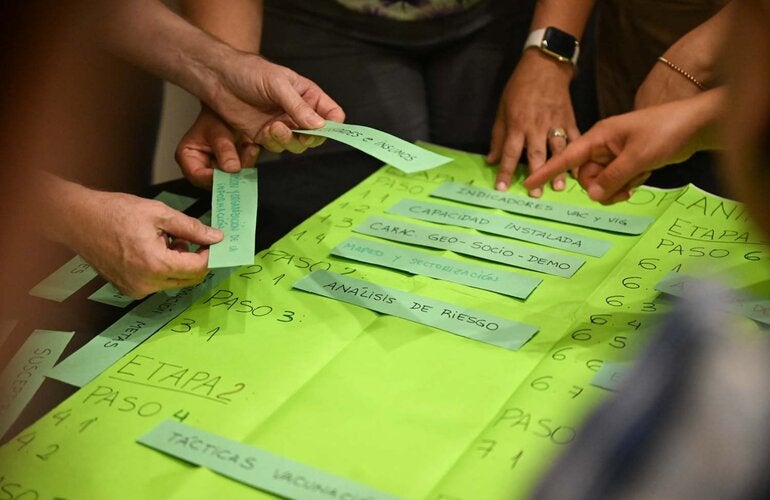 Foto de dinámica grupal durante el taller