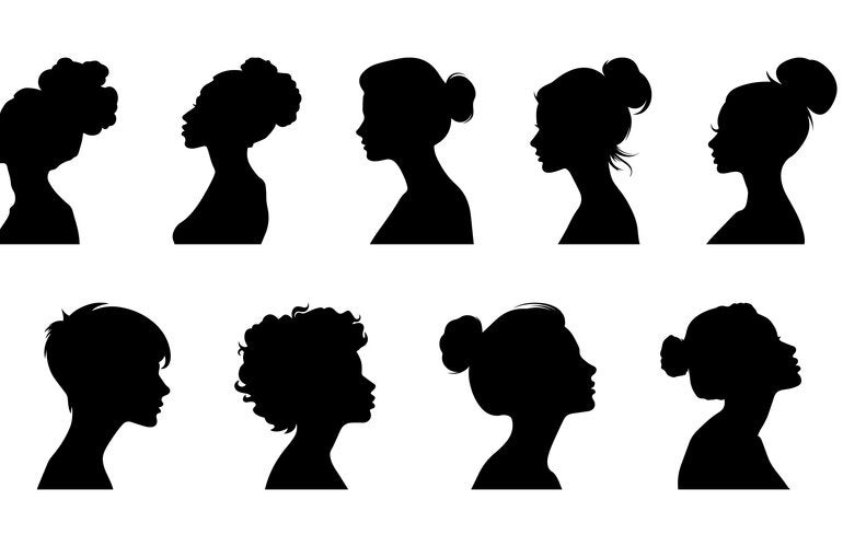 silouette of different women