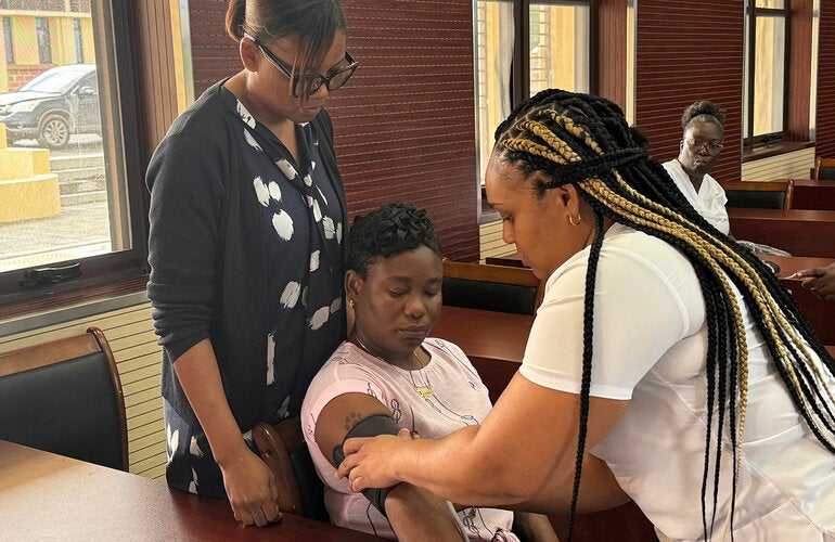 Demonstration of blood pressure testing