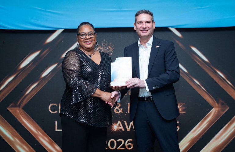 PAHO Belize received Resilience & Disaster Risk Reduction Award at the UK-Belize Climate and Nature Legacy Awards.