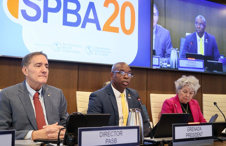 Head table at a meeting