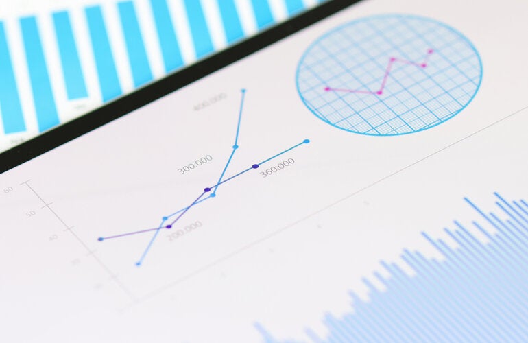 pantalla con gráfico de análisis de datos