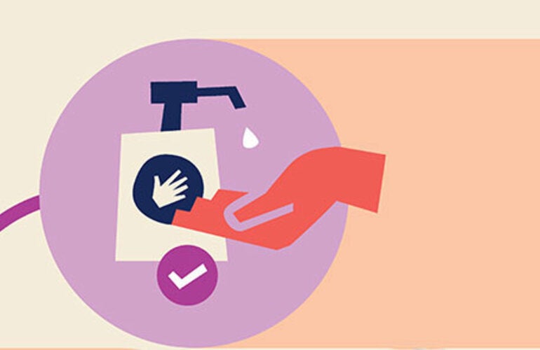 Bottle of soap and hand