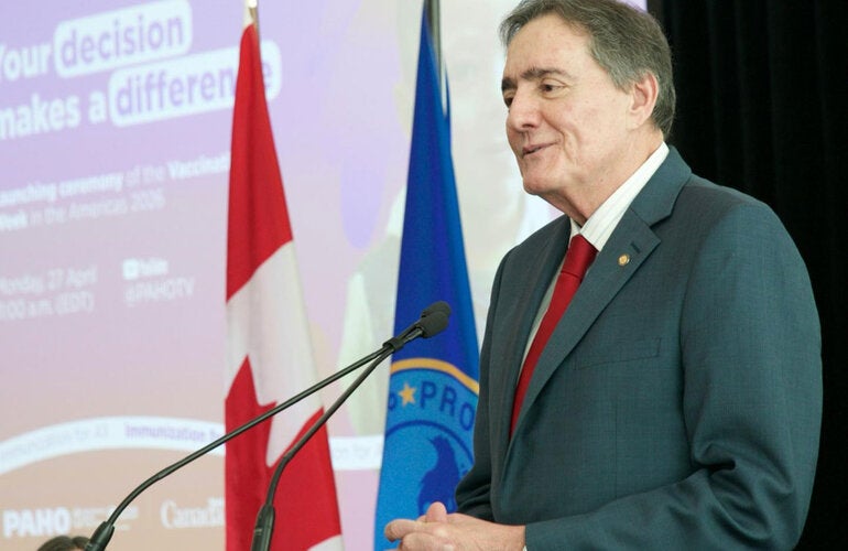 El Dr. Jarbas Barbosa en el lanzamiento de VWA 2026 en Ottawa, Canadá.